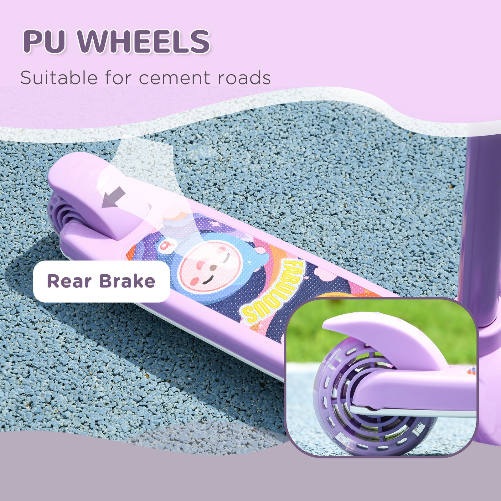 Kids 3 Wheel Scooter (2–6 Years) – Adjustable Height, LED Light Wheels, TPE Handlebar, Purple Scooter - Image 5