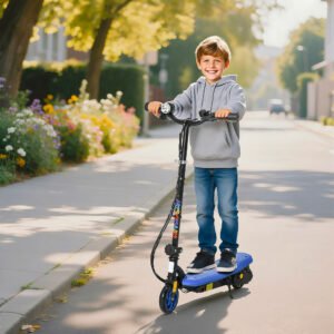 Alternative view of Foldable Electric Scooter, with LED Lights, for Ages 7-14 Years, Blue