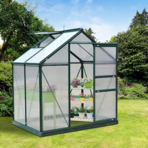 Alternative view of 6x4ft Walk-In Polycarbonate Greenhouse Plant Grow Galvanized Aluminium