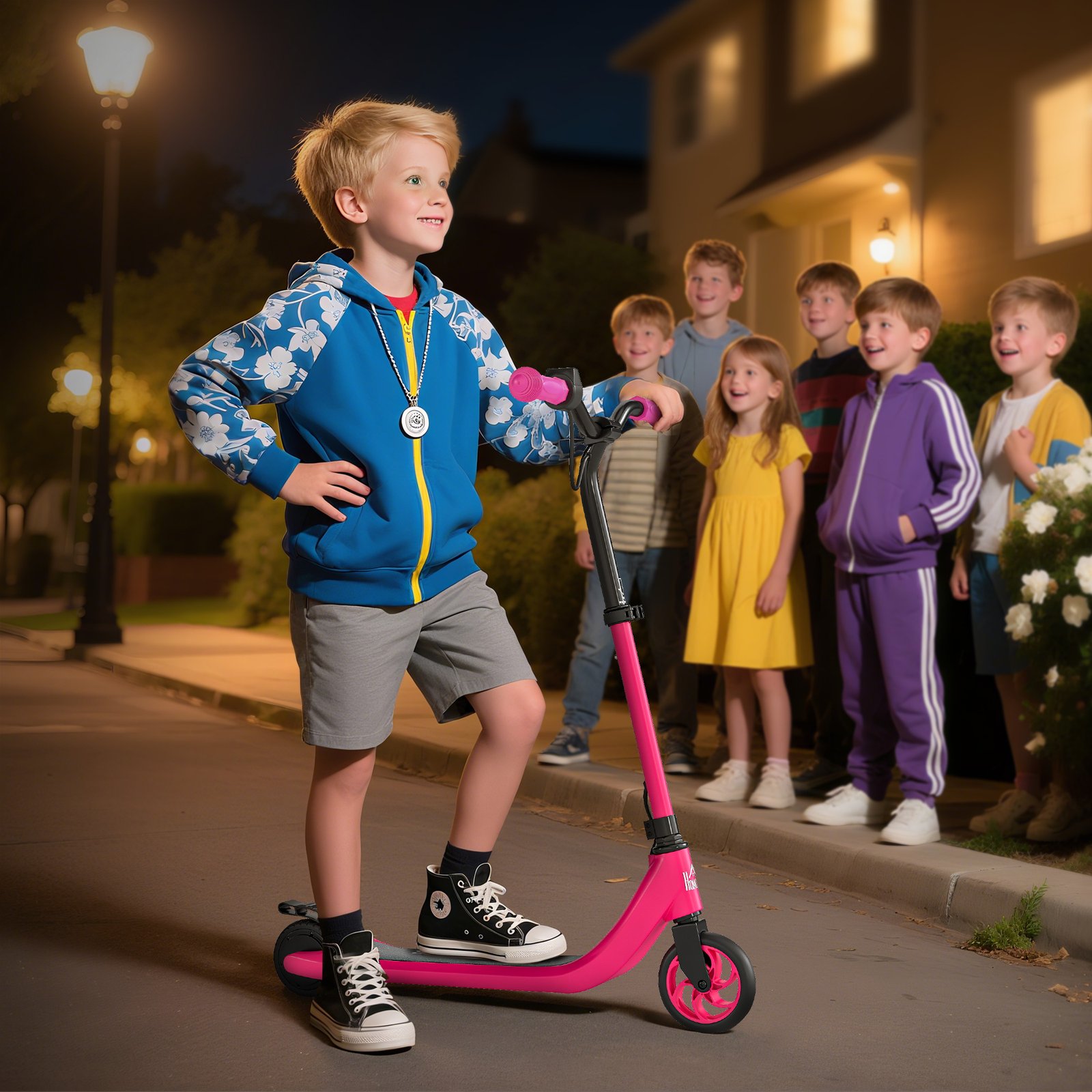Foldable Electric Scooter for Kids 6+ – Adjustable Height, 8 km/h Max Speed, 6 km Range, Pink E-Scooter - Image 7
