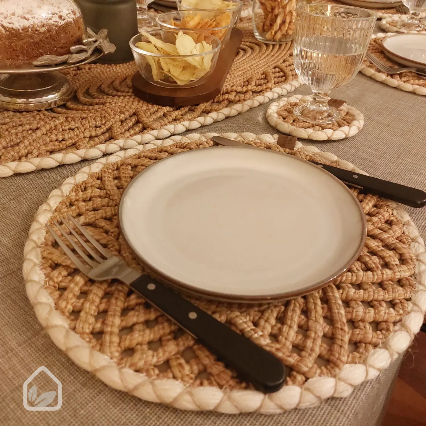 Braided Charm Round Woven Placemats, Handmade, 36cm - Image 2