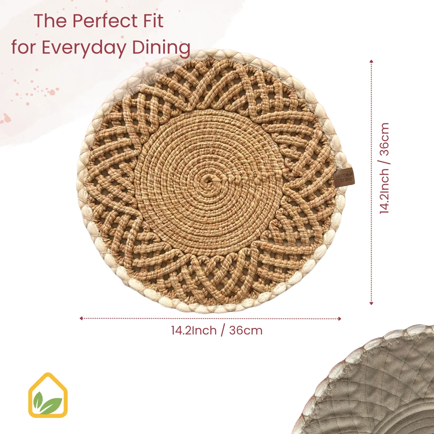 Braided Charm Round Woven Placemats, Handmade, 36cm - Image 7