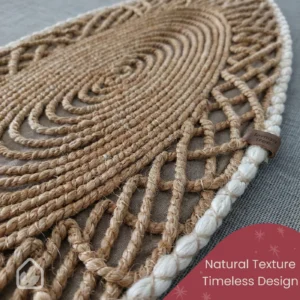 Close-up braided woven table runner texture detail