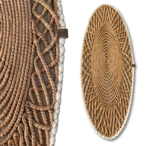 Woven waterproof table runner on oval dining table
