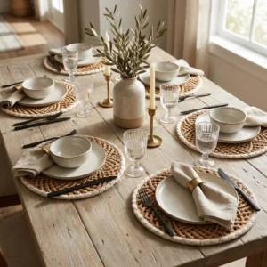 Braided Round Placemats – Set of 6 | 36cm